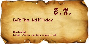 Bőhm Nándor névjegykártya