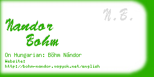 nandor bohm business card